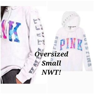 RARE! VS PINK WATERCOLOR BLING CROSSOVER TUNIC HOODIE